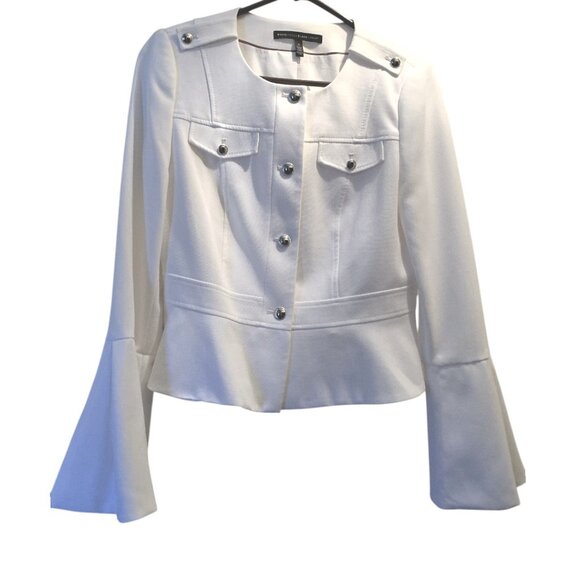 WHBM Bell Sleeve Peplum Jacket in Ecru size 6 - Picture 3 of 7